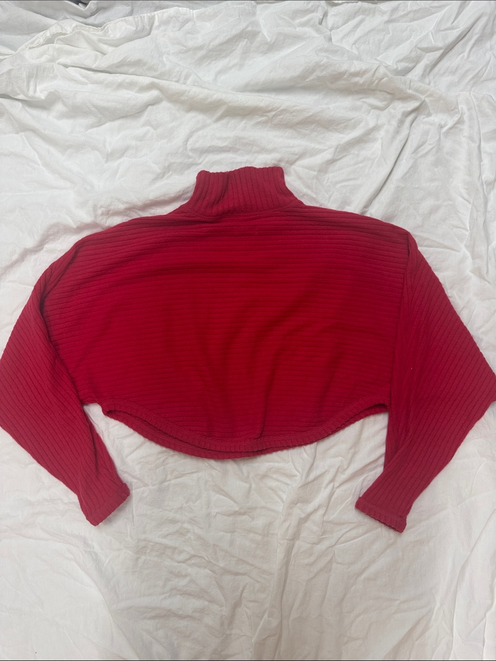 Pilcro Bright Red Ribbed Mock Neck Sweater - Picture 3 of 3